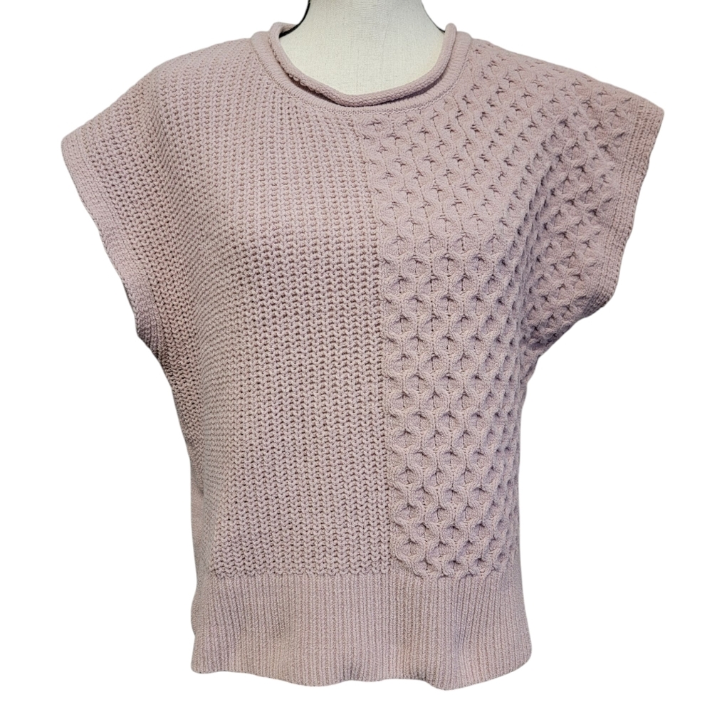 Rachel Zoe Purple Sweater Womens Sz XL Lavender Chenille Short‎ Sleeve Pullover